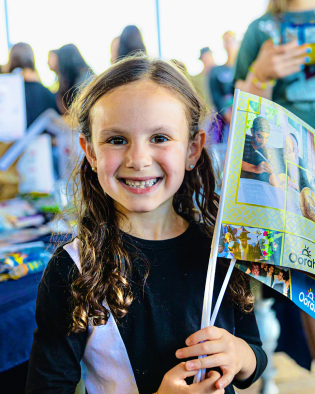 Happy girl with flag